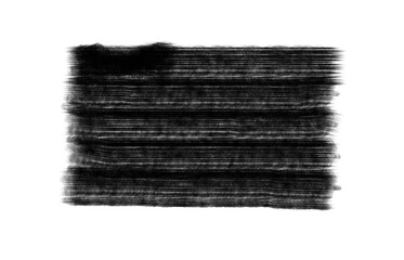 Abstract black brush stroke texture on a transparent background, isolated grunge ink paint element