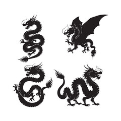 Chinese Dragon Silhouette Vector