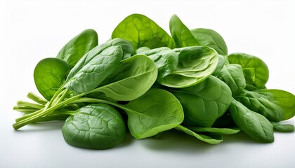 Fototapeta premium Fresh Spinach Leaves A Healthy Green Vegetable Isolated On White Background