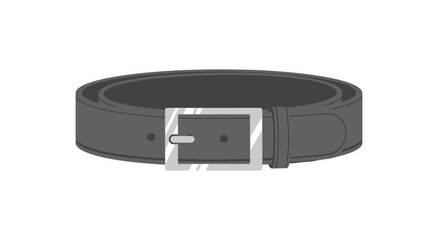 Black Leather Belt with Silver Rectangular Buckle.