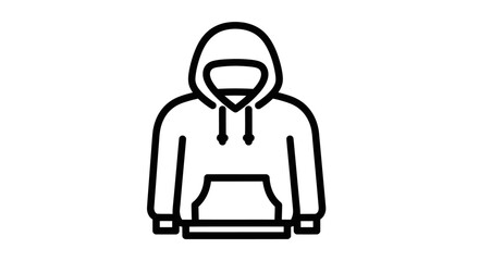 Simple Black and White Hoodie Outline Illustration. © Ika
