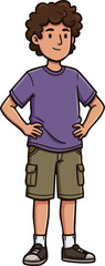 Obraz premium Boy standing with hands on hips in casual outfit and sneakers vector illustration 