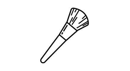 Simple Black Line Drawing of a Makeup Brush.