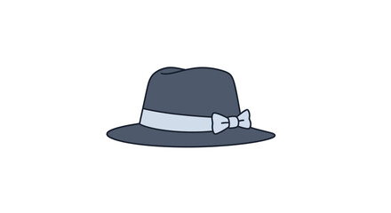 Stylish Gray Fedora Hat with Light Blue Ribbon Bow.
