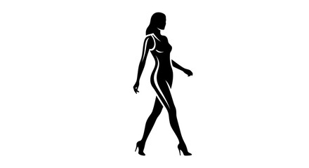 Elegant Woman Silhouette Walking in Stylish Heels.