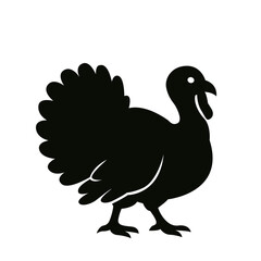 Fototapeta premium Turkey bird silhouette on white background. Flat vector illustration isolated on white background.