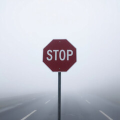 Obraz premium stop sign stands prominently against a soft, out-of-focus cityscape.