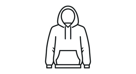 Outline of a Hooded Sweatshirt with Pocket.