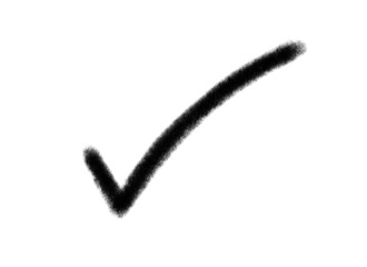 Black check mark isolated on transparent background