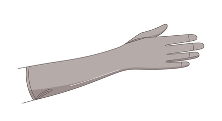 Illustration of a Long Grey Protective Glove with Extended Sleeve.