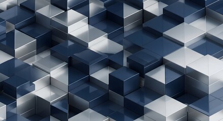 Obraz premium Geometric abstract background of metallic cubes arranged in a seamless texture.