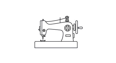 Vintage Sewing Machine Outline Illustration.