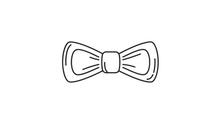 Simple Black Outline Bow Tie Line Art Doodle.