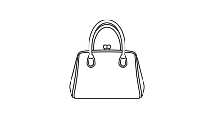 Classic Womens Handbag Line Art Drawing with Top Handle and Clasp.