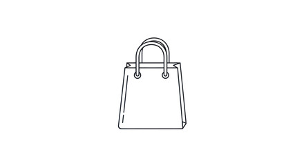 Simple Line Drawing of a Classic Handbag with Two Handles.