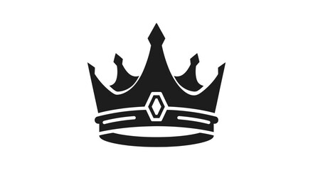 Black Silhouette of a Royal Crown with Gemstone Detail.