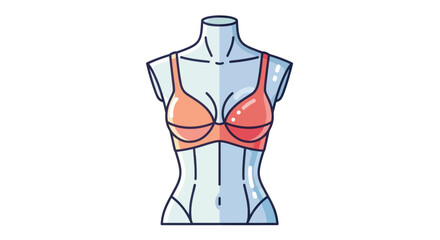 Mannequin torso displaying a peach-colored bra with thin straps and underwire.