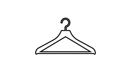 Simple Black Outline Clothes Hanger Icon for Garment Storage.