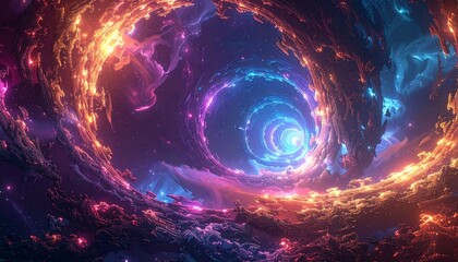 Quantum pulse rings vector with fractal edges