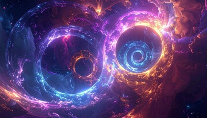 Quantum pulse rings vector with fractal edges