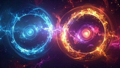 Quantum pulse rings vector with fractal edges