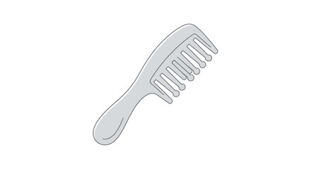 Simple Gray Illustration of a Plastic Comb.