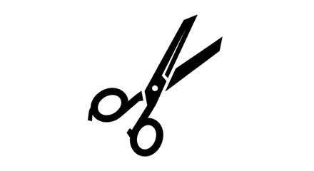 Black Silhouette of Open Scissors on a White Background.