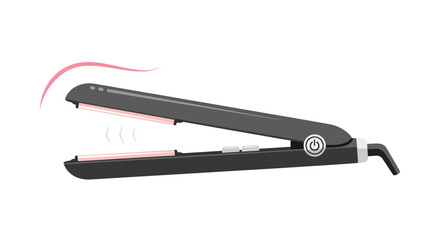 Sleek Black Flat Iron Hair Straightener with Pink Accents.