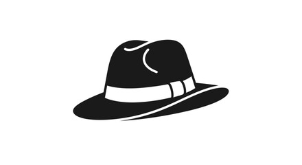 Classic Black Fedora Hat with White Band.