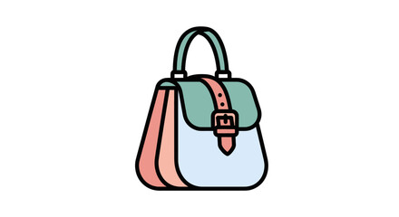Colorful Cartoon Womens Handbag with Buckle Closure and Handle.