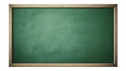 Empty green chalkboard with wooden frame isolated on white background