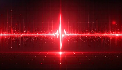Red digital heartbeat graphic