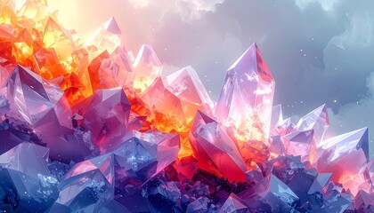 Digital crystal tessellation vector, transparent background