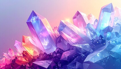 Digital crystal tessellation vector, transparent background