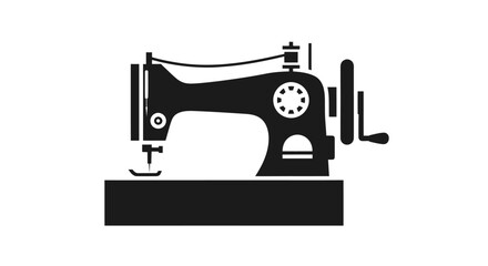 Vintage Black and White Sewing Machine Illustration.