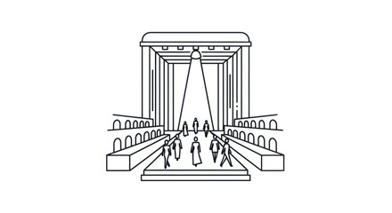 Neoclassical Architectural Runway Design Sketch.