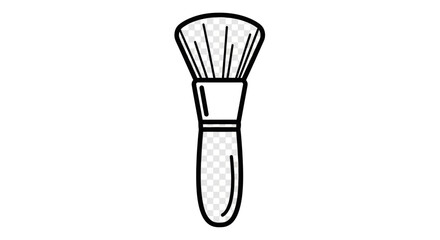 Black and White Line Art Icon of a Cosmetic Makeup Brush.