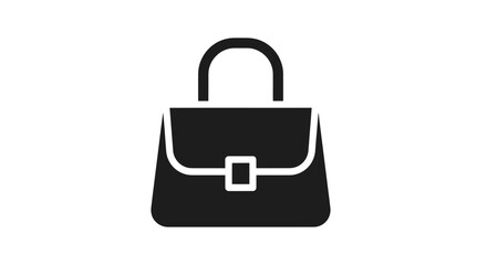 Stylish Black Handbag Icon with Handle and Clasp Detail.