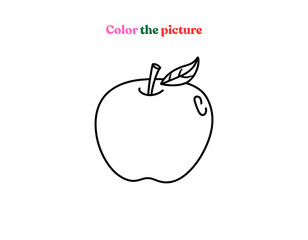 apple outline drawing for kids’ coloring activity