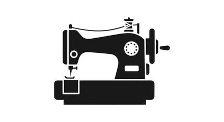 Black Silhouette of a Vintage Sewing Machine.