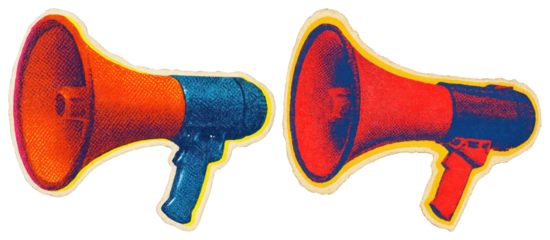 PNG Retro vibrant megaphone illustration, element set on transparent background