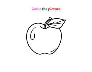 apple outline drawing for kids’ coloring activity
