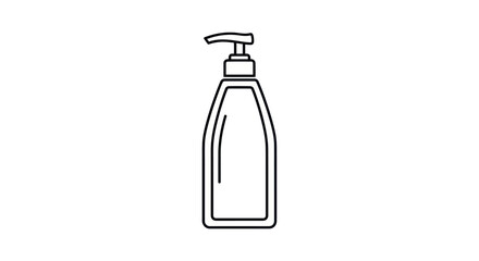 Simple Line Art Illustration of a Pump Bottle for Liquid Soap or Lotion.