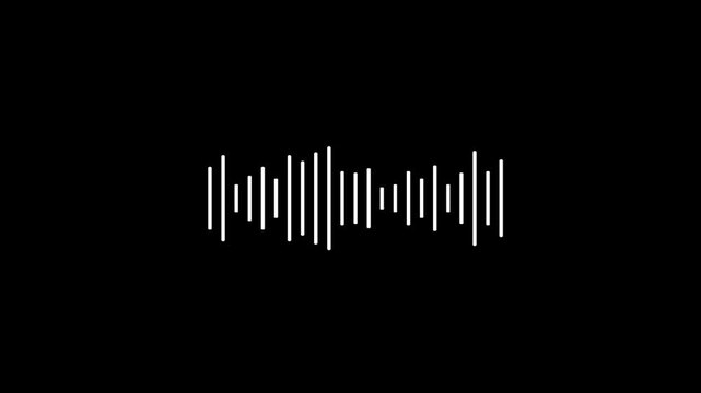 4k abstract music sound wave or audio wave from isolated on black background. Line digital minimalist voice and symbol technology. Line digital minimalist voice and soundtrack , Black and white sound