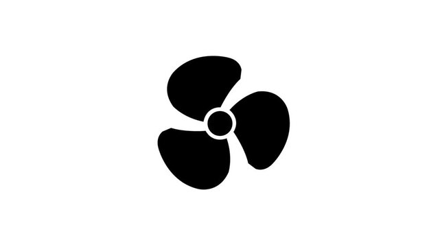 Animation of icon of a fan moving the helices, on a whit background.