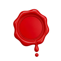 Red wax seal isolated on transparent background