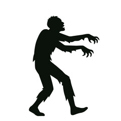 Scary zombie walking with outstretched arms. Ghost silhouette. Halloween vector illustration. Flat vector.