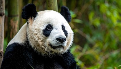 Fototapeta premium Closeup of a Giant Panda in Bamboo Forest.