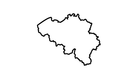 Fototapeta premium Country outline of Belgium in simple black on white. Country outline features clear, minimalist form for design projects, vector maps, or infographics.