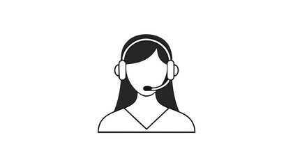Female customer service representative icon on white Keywords: customer service, support, call